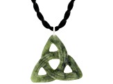 Carved Connemara Marble Trinity Knot Pendant Silver Tone With 18" Cord Necklace 40x40mm