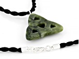 Carved Connemara Marble Trinity Knot Pendant Silver Tone With 18" Cord Necklace 40x40mm