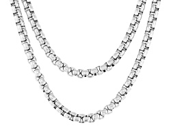 3mm Stainless Steel Set of 2 Box Chain Necklaces
