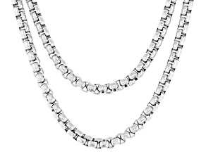 3mm Stainless Steel Set of 2 Box Chain Necklaces