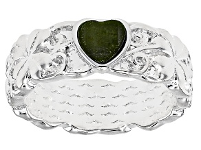 Connemara Marble Silver Tone Lucky Clover & Heart Ring, 5mm