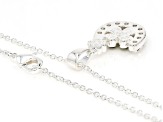 Connemara Marble, Cubic Zirconia Silver Tone Horseshoe & Shamrock Pendant With Chain, 3mm, 0.63ctw