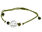Heart Shaped Connemara Marble Silver Tone Four-Leaf Clover Set of 2 Bracelets, 4mm