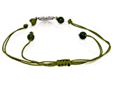 Heart Shaped Connemara Marble Silver Tone Four-Leaf Clover Set of 2 Bracelets, 4mm