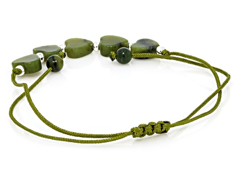Heart Shaped Connemara Marble Silver Tone Four-Leaf Clover Set of 2 Bracelets, 4mm