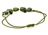Heart Shaped Connemara Marble Silver Tone Four-Leaf Clover Set of 2 Bracelets, 4mm