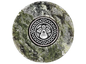 Connemara Marble Silver Tone Guardian Angel Stone, 40mm
