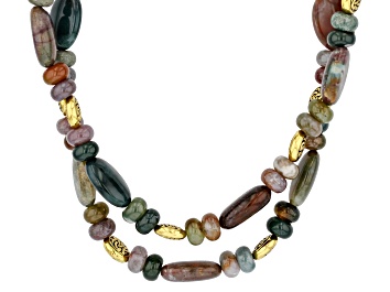 Picture of Multi-Color Agate Gold Tone Set of 2 Necklaces