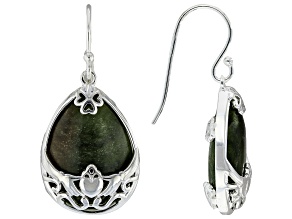 Connemara Marble Sterling Silver Claddagh Earrings, 18x15mm