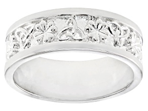 Silver Tone Trinity Knot & Shamrock Band Ring