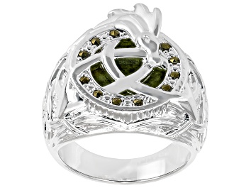 Picture of Connemara Marble With Marcasite Silver Tone Dragon Band Ring