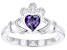 Purple Cubic Zirconia Silver "February Birthstone" Claddagh Ring 0.72ct