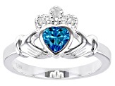 Sky Cubic Zirconia Silver "December Birthstone" Claddagh Ring .70ct