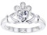 White Cubic Zirconia  Silver "April Birthstone" Claddagh Ring .73ct