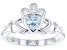 Blue Crystal Silver "March Birthstone" Claddagh Ring