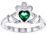 Green Crystal Silver "May Birthstone" Claddagh Ring