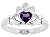 Color Change Lab Created Sapphire Silver Claddagh Ring .58ct