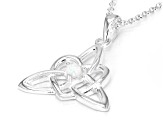Multi-Color Lab Created Opal Silver "October Birthstone" Trinity Knot Pendant 0.08ct
