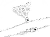 Multi-Color Lab Created Opal Silver "October Birthstone" Trinity Knot Pendant 0.08ct