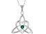 Green Cubic Zirconia Silver "May Birthstone" Trinity Knot Pendant .10ct