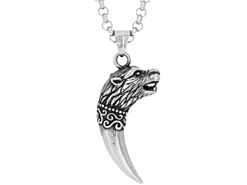 Picture of Stainless Steel Wolf Sharktooth Pendant With 24"Chain