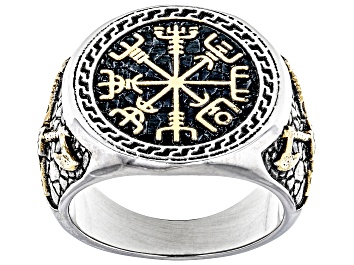 Picture of Two-Tone Stainless Steel Celtic Design Mens Ring