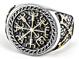 Two-Tone Stainless Steel Celtic Design Mens Ring