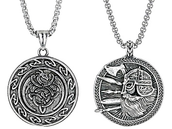 Picture of Stainless Steel Set of 2 Pendants With 24" Chains