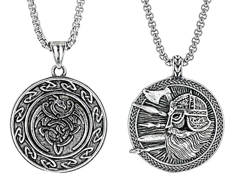 Stainless Steel Set of 2 Pendants With 24" Chains
