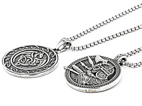 Stainless Steel Set of 2 Pendants With 24" Chains