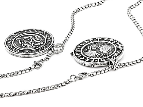 Stainless Steel Set of 2 Pendants With 24" Chains