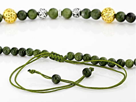 Green Connemara Marble Silver & Gold Tone Necklace