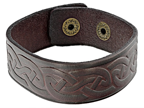 Gold Tone & Imitation Leather Mens Bracelet