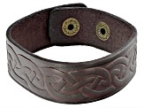 Gold Tone & Imitation Leather Mens Bracelet