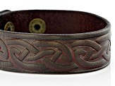 Gold Tone & Imitation Leather Mens Bracelet