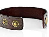 Gold Tone & Imitation Leather Mens Bracelet