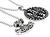 Stainless Steel Thors Hammer & Celtic Rune Set of Two Pendants W/ Chain