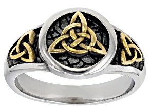 Two-Tone Stainless Steel Trinity Knot Ring
