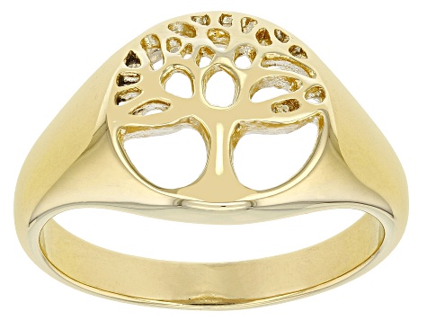 Gold Tone Stainless Steel Tree of Life Ring