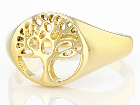 Gold Tone Stainless Steel Tree of Life Ring