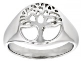 Silver Tone Stainless Steel Tree of Life Ring