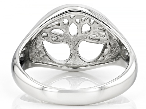 Silver Tone Stainless Steel Tree of Life Ring