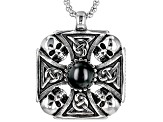 Black Onyx Stainless Steel Celtic Cross Pendant With Chain