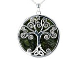 Green Connemara Marble Fairy Tree Silver Tone Pendant with Chain