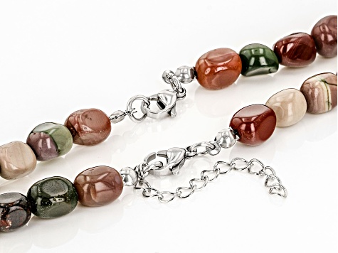 Multi-Color Agate Silver Tone Set of 2 Beaded Necklaces