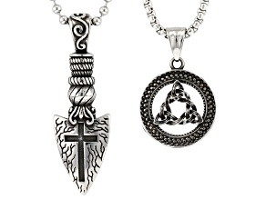 Stainless Steel Set of 2 Pendants With Chains