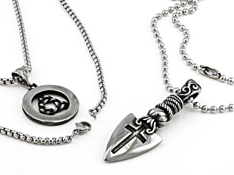 Stainless Steel Set of 2 Pendants With Chains