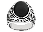 Black Onyx Stainless Steel Celtic Mens Ring