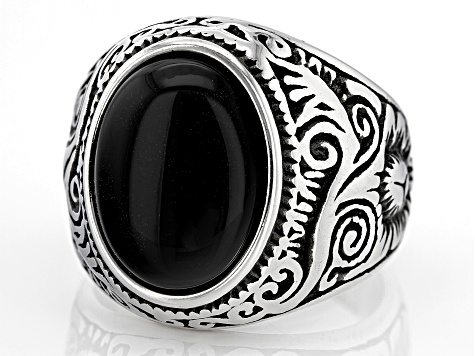 Black Onyx Stainless Steel Celtic Mens Ring