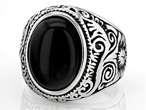 Black Obsidian Stainless Steel Celtic Men's Ring